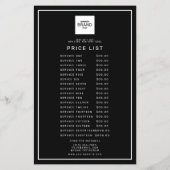 ブラックプロフェッショナルロゴの美容価格サービスリスト チラシ (裏面)