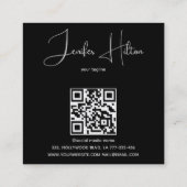 ブラックプロフェッショナルQRコード最小主義モノグラム スクエア名刺 (裏面)
