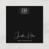 ブラックプロフェッショナルQRコード最小主義モノグラム スクエア名刺 (正面)
