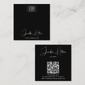 ブラックプロフェッショナルQRコード最小主義モノグラム スクエア名刺 (正面/裏面)