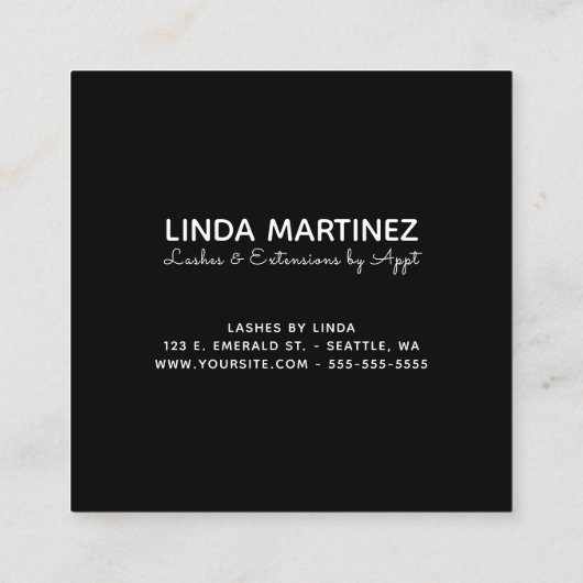 ブラックプロモーションのラウンドビジネスロゴ スクエア名刺 (裏面)