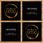 ブラックプロモーションのラウンドビジネスロゴ スクエア名刺