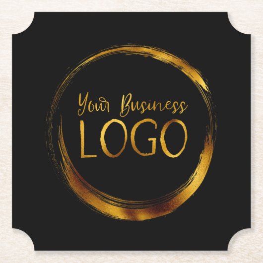 ブラックプロモーションのラウンドビジネスロゴ ペーパーコースター (正面)