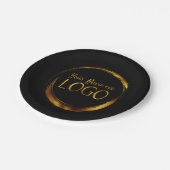 ブラックプロモーションのラウンドビジネスロゴ ペーパープレート (アングル)