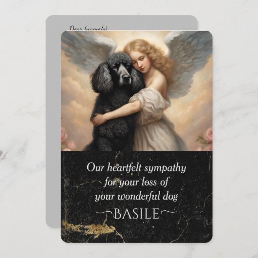 ブラックプードルの喪失悔やみや弔慰 招待状 (正面/裏面)