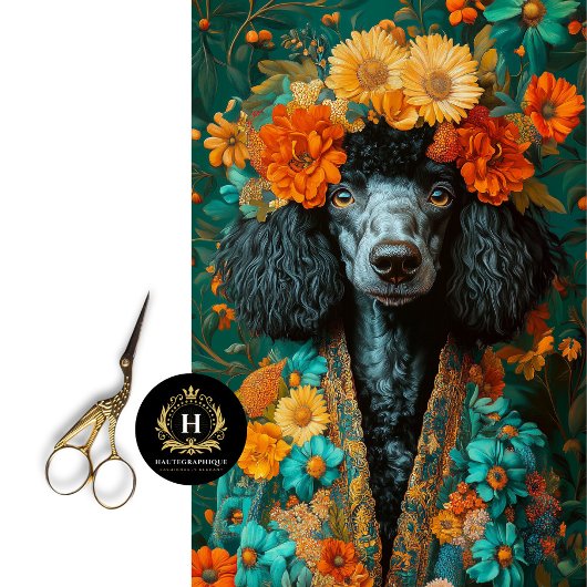 ブラックプードルカラフルポートレートデコページ 薄葉紙