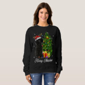 ブラックプードルサンタクリスマスツリーライトズクリスマスライン スウェットシャツ (正面フル)