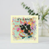 ブラックプードルスクーター男の赤ちゃん発表 案内状 (スタンド正面)