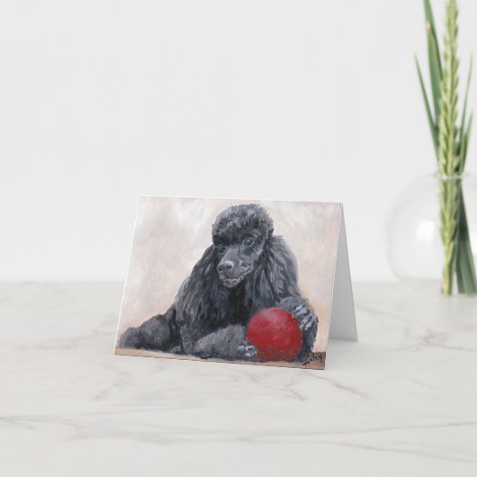 ブラックプードルドッグアートノートカード カード (正面)