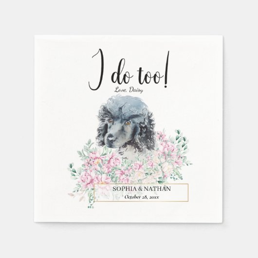 ブラックプードルドッグ結婚のカクテルナプキン スタンダードカクテルナプキン (正面)