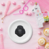 ブラックプードルドッグ顔 ペーパープレート (パーティー)