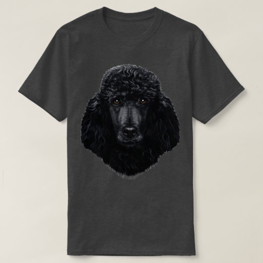 ブラックプードルドッグ顔 Tシャツ (デザイン正面)