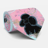 ブラックプードルハミングバーズアートタイ ネクタイ (ロール)
