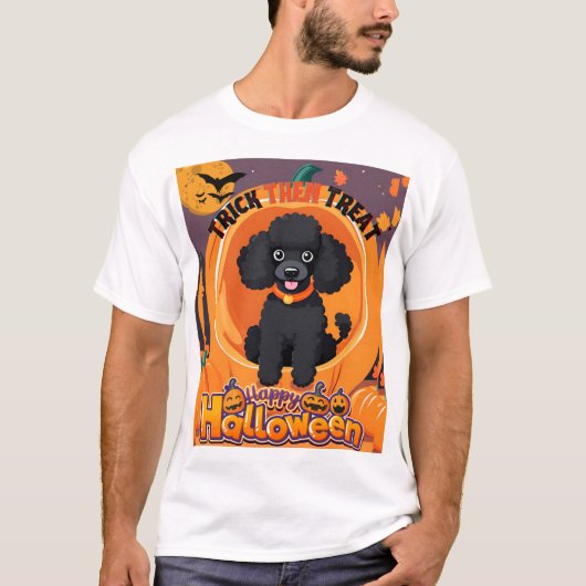 ブラックプードルハロウィーンTシャツ Tシャツ (正面)