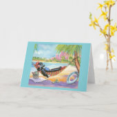 ブラックプードルバケーションインハワイ カード (黄色い花)