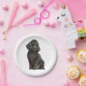 ブラックプードルパピードッグウェディングパーティー誕生日 ペーパープレート (パーティー)