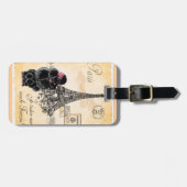 ブラックプードルパフランスのリエッフェルタワーヴィンテージ ラゲッジタグ (正面横)