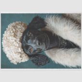 ブラックプードルポートレートホワイトアジランジアデクページ 薄葉紙 (正面)