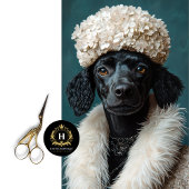 ブラックプードルポートレートホワイトアジランジアデクページ 薄葉紙