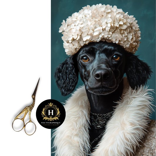 ブラックプードルポートレートホワイトアジランジアデクページ 薄葉紙