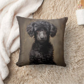 ブラックプードルポートレート クッション (ブランケット)