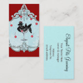 ブラックプードル&さくらんぼレトロ 名刺 (正面/裏面)