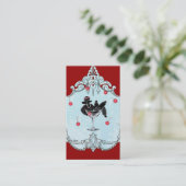 ブラックプードル&さくらんぼレトロ 名刺 (スタンド正面)