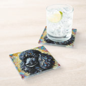 ブラックプードル ガラスコースター (アングル)