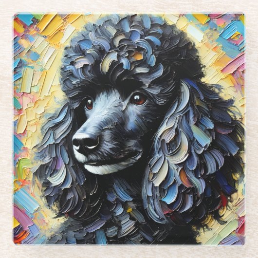 ブラックプードル ガラスコースター (正面)