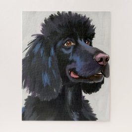 ブラックプードル | 水彩画の犬のペットアート ジグソーパズル