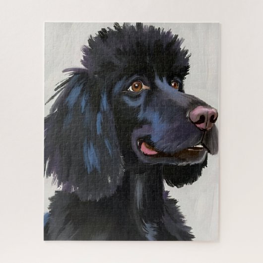 ブラックプードル | 水彩画の犬のペットアート ジグソーパズル (縦)