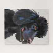 ブラックプードル | 水彩画の犬のペットアート ジグソーパズル (横)