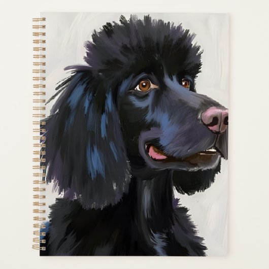 ブラックプードル | 犬の水彩ペット絵画 プランナー手帳 (正面)