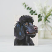 ブラックプードル | 犬の水彩ペット サンキューカード (スタンド正面)
