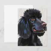ブラックプードル | 犬の水彩ペット サンキューカード (正面/裏面)