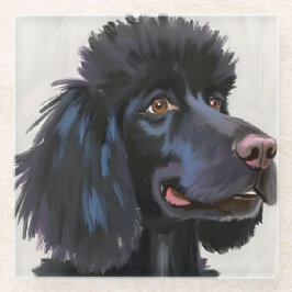 ブラックプードル | 犬 水彩 ペット 絵画 ガラスコースター
