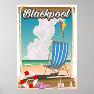 ブラックプールのビーチの海岸旅行ポスター ポスター