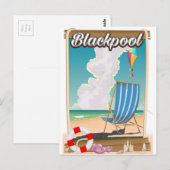 ブラックプールのビーチの海辺の旅行ポスター ポストカード (正面/裏面)