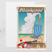ブラックプールのビーチ 海辺の旅行ポスター 便箋 (正面/裏面)