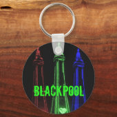 ブラックプールの美しいタワーライト、赤、緑、 キーホルダー (正面)