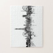 ブラックプールイングランドスカイライン白黒 ジグソーパズル (縦)