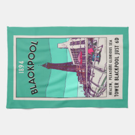 ブラックプールシーサイドリゾートイングランドヴィンテージアート キッチンタオル