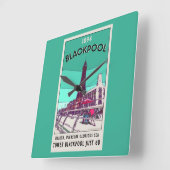  ブラックプールシーサイドリゾートイングランドヴィンテージアート     スクエア壁時計 (傾斜)