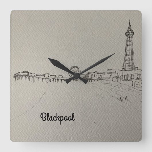 ブラックプールタワーオリジナルアートウォッチ スクエア壁時計 (正面)