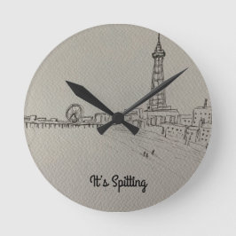 ブラックプールタワーオリジナルアート ラウンド壁時計