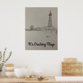 ブラックプールタワークラッキングフラッグオリジナルアート ポスター (キッチン)