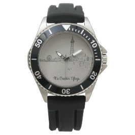 ブラックプールタワークラッキングフラッグオリジナルアート 腕時計