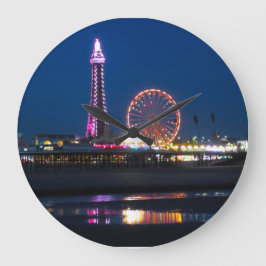 ブラックプールビーチライトアットナイト ラージ壁時計