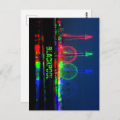 ブラックプールビーチ(夜、赤、緑、青) ポストカード (正面/裏面)