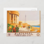 ブラックプールブリティッシュレイルウェイズLMSヴィンテージトラベル ポストカード (正面/裏面)